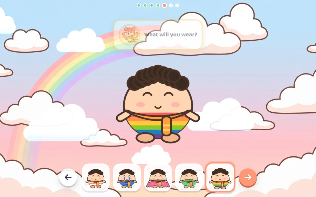 Character creator with a carousel of options