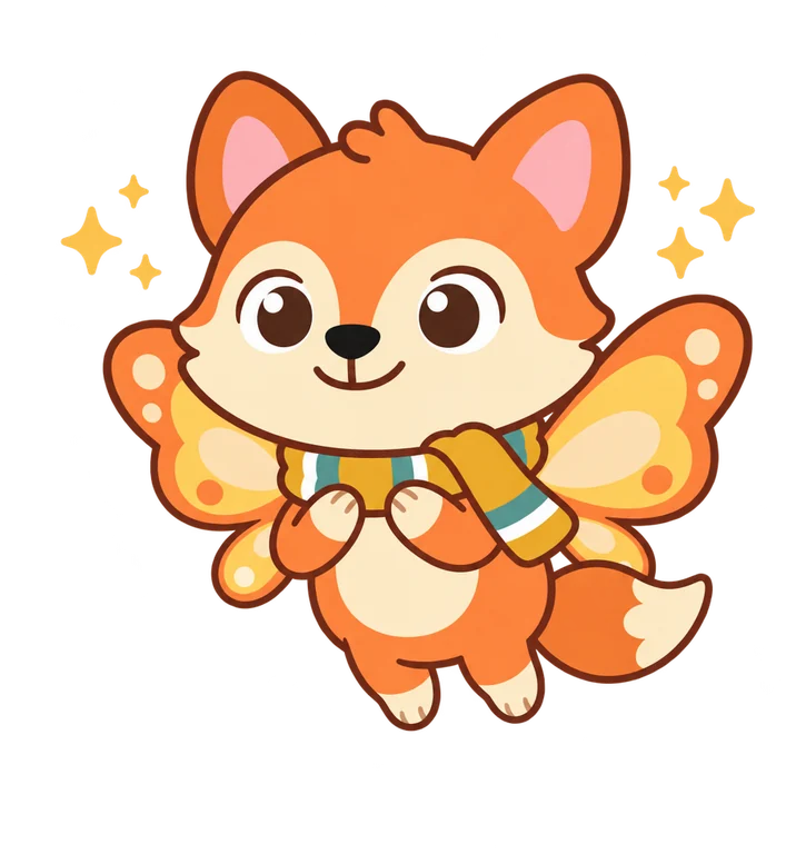 Amber the fox with butterfly wings