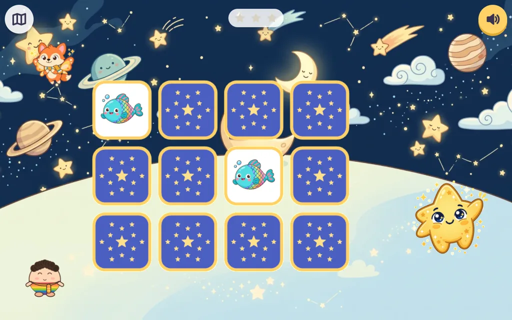 星空でカードをめくる神経衰弱